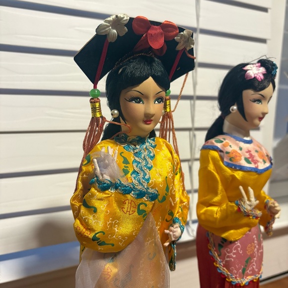 Vintage 60s Japanese Cloth Face Doll Figurines - Picture 2 of 5